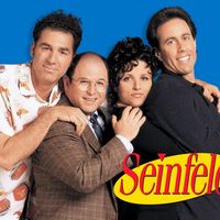 Cast of Seinfeld; Michael Richards as Cosmo Kramer, Jason Alexander as George Costanza, Julia Louise Dreyfus as Elaine Benes, and Jerry Seinfeld as himself; tv series 1989-1998